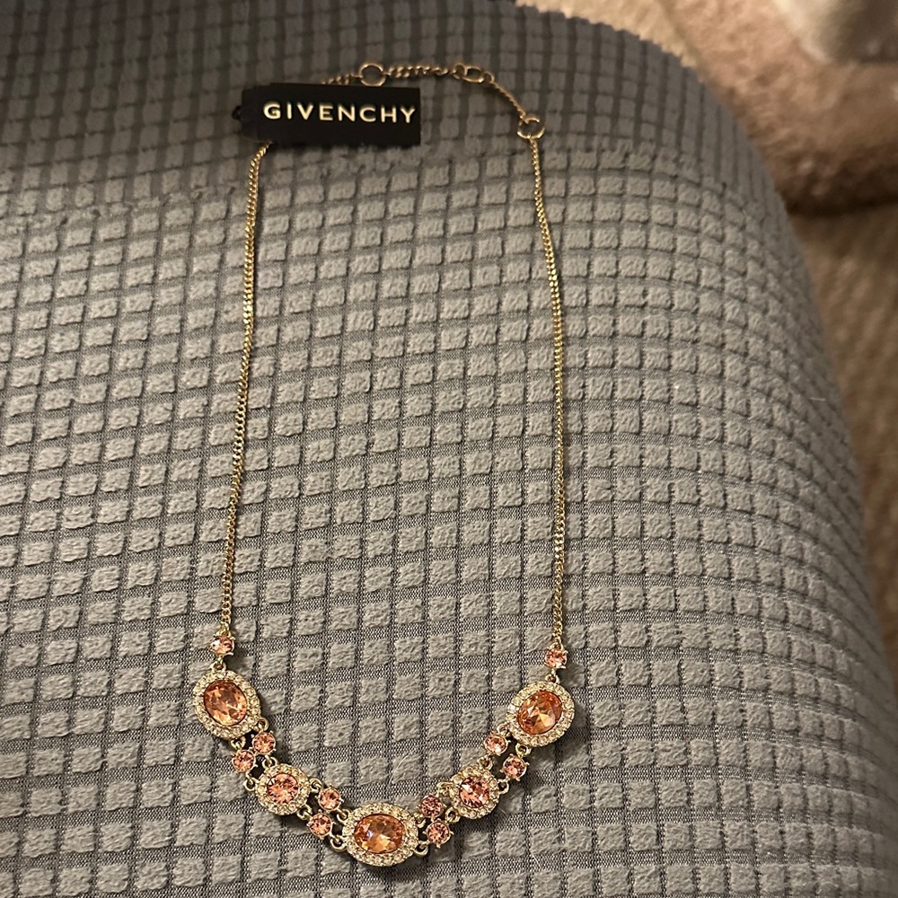 Givenchy Gold and Pink Crystal Necklace